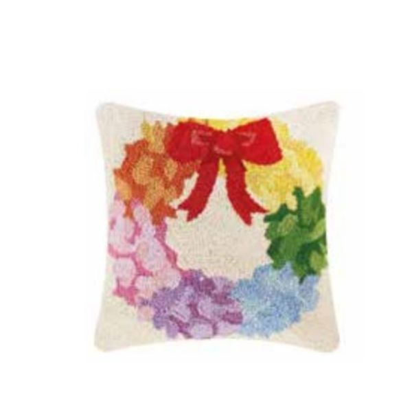 16 x 16 in. Rainbow Wreath Hoop Poly-Filled Pillow