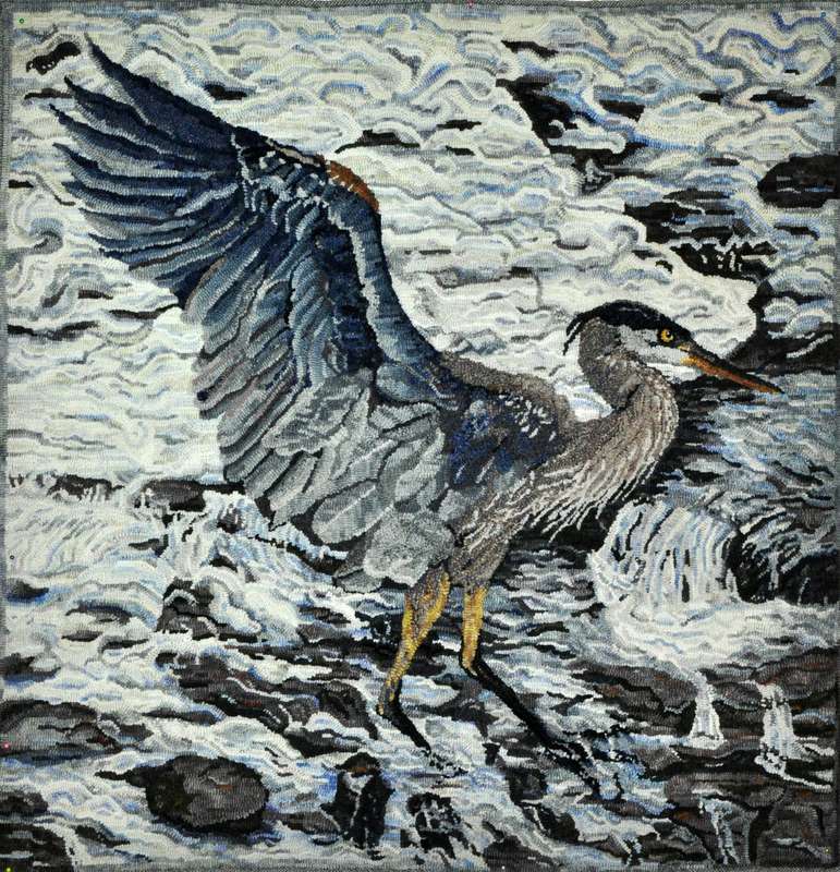 Picture of Peking Handicraft 30SER581C03 34 x 32 in. Great Blue Heron Hook Rug