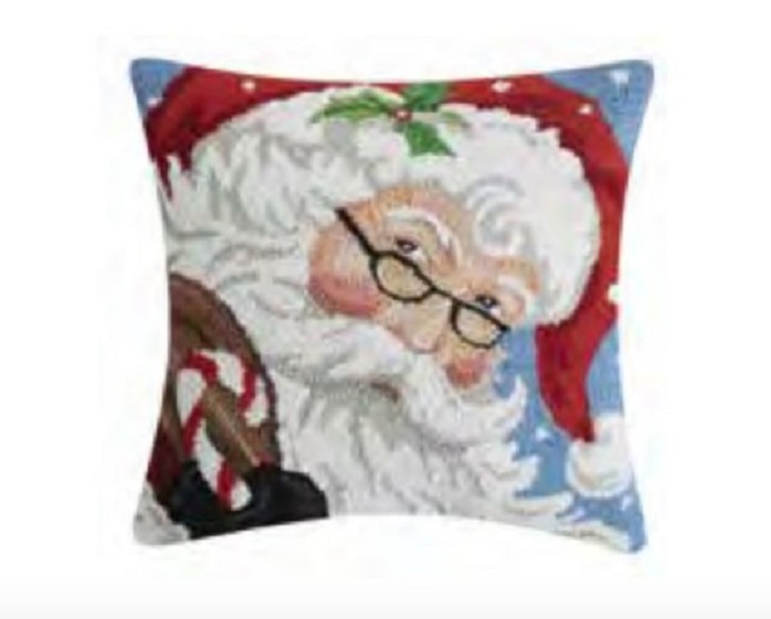 Picture of Peking Handicraft 31SJM10735C18SQ 18 x 18 in. Square Santa with Glasses Hoop Poly-Filled Pillow
