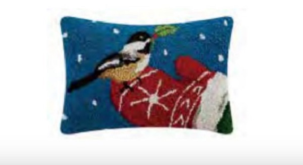 Picture of Peking Handicraft 31SJM10671C12OB 8 x 12 in. Oblong Chickadee Hand Hook Poly-Filled Pillow&#44; Pack of 3