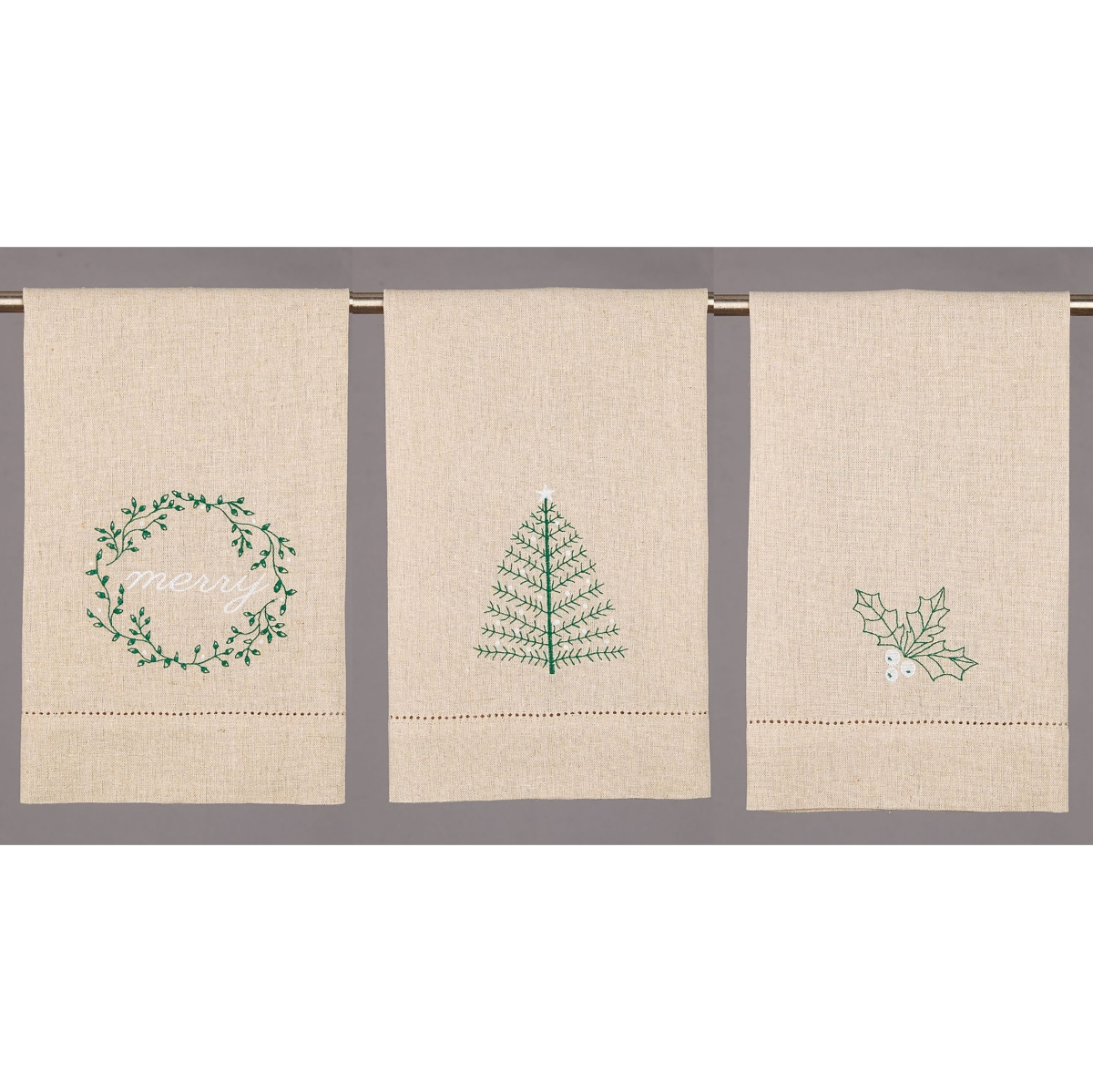 Picture of Peking Handicraft 04KSL200EC 14 x 22 in. Merry Tree Holly GT 3 Design Kitchen Towel, Set of 6