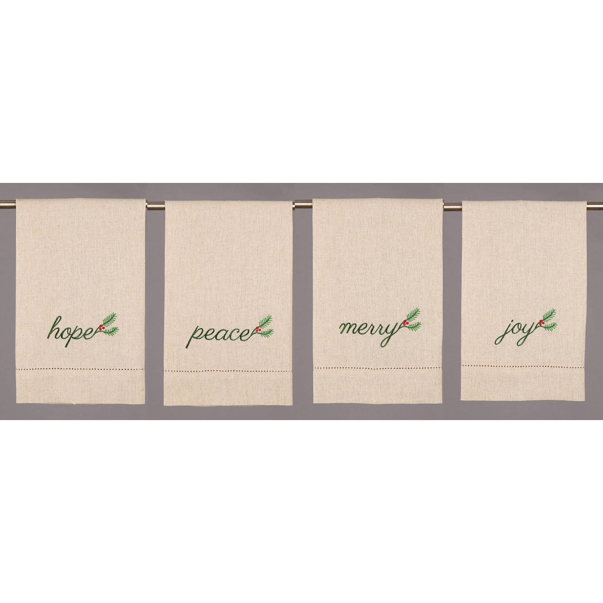 Picture of Peking Handicraft 04KSL201EC 14 x 22 in. Hope Peace Merry Joy GT 4 Design Kitchen Towel, Set of 8