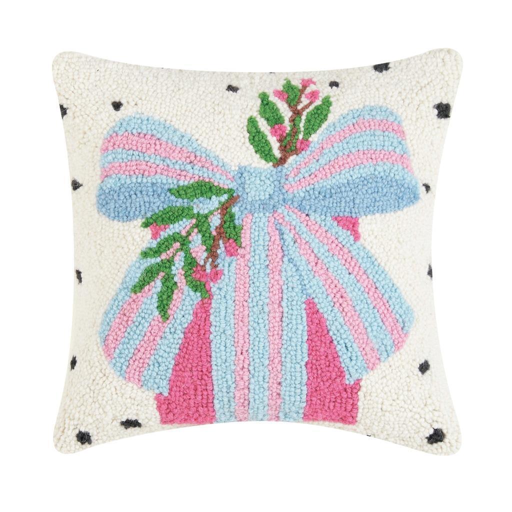 14 x 14 in. Spotted Holiday Present Polyester Filler Hook Pillow