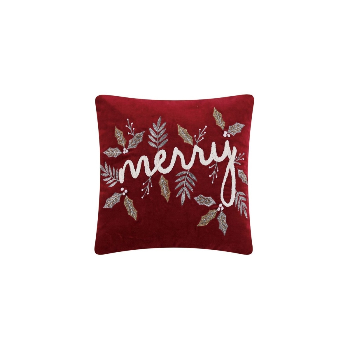 16 x 16 in. Gilded Merry Embroidered Decorative Pillow