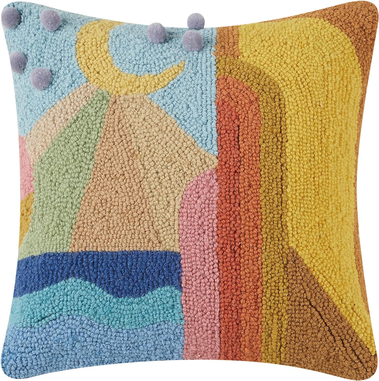 16 x 16 in. One Day Hook Pillow with Pom Poms