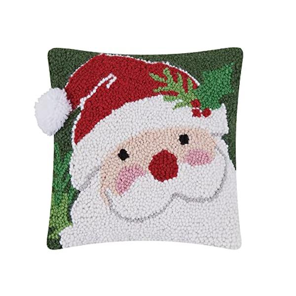 10 x 10 in. Santa Hat with Pom Pom Polyester Filler Hook Pillow