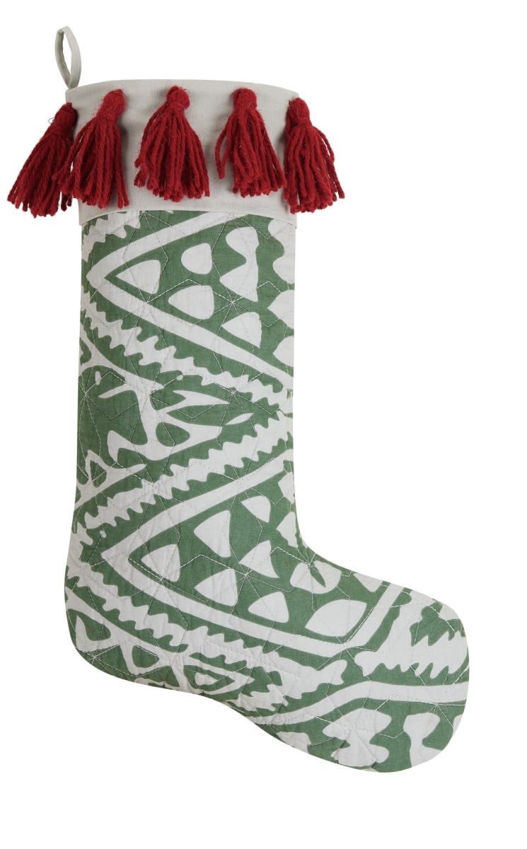12 x 20 in. Aisha Quilted Stocking with Tassels