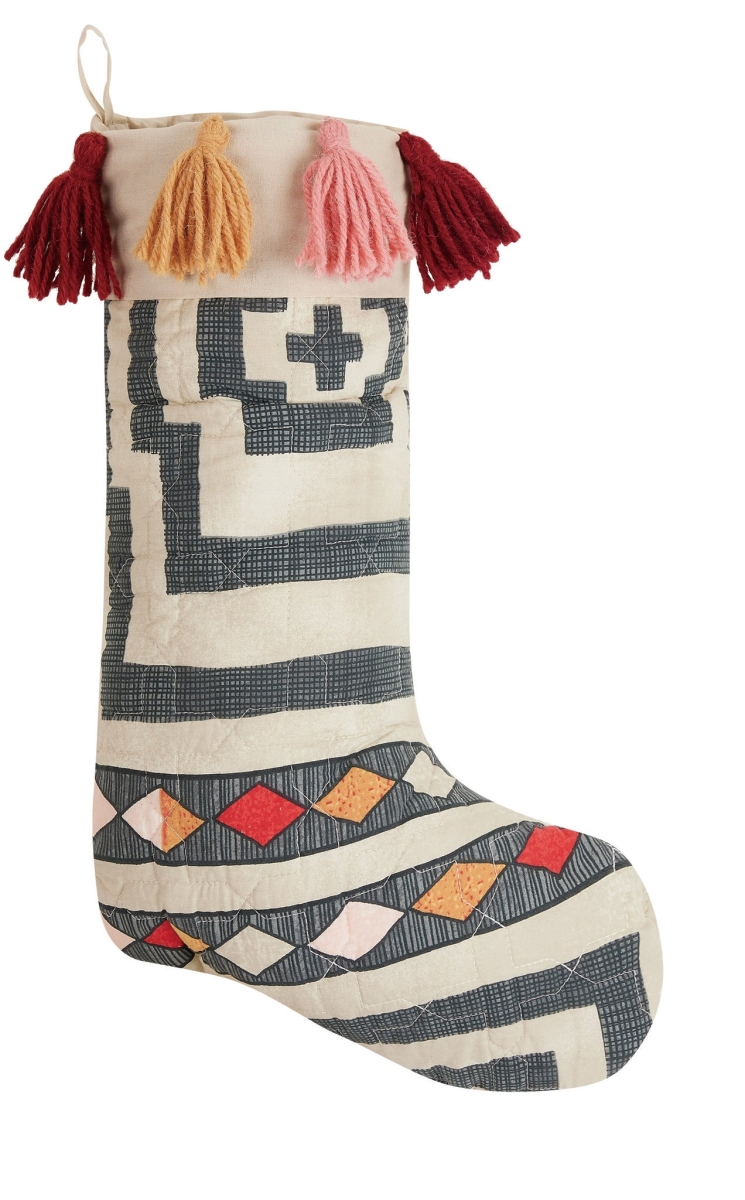 12 x 20 in. Hypnotic Quilted Stocking with Tassels