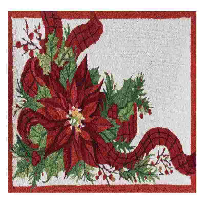Picture of Peking Handicraft 31SERX468C03 2 x 3 ft. Poinsettia Hook Rug