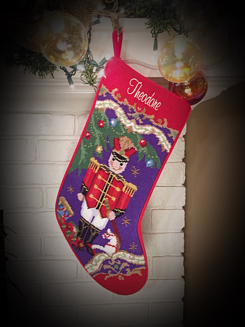 11 x 18 in. Xmas Soldier Embroidered Needlepoint Stocking