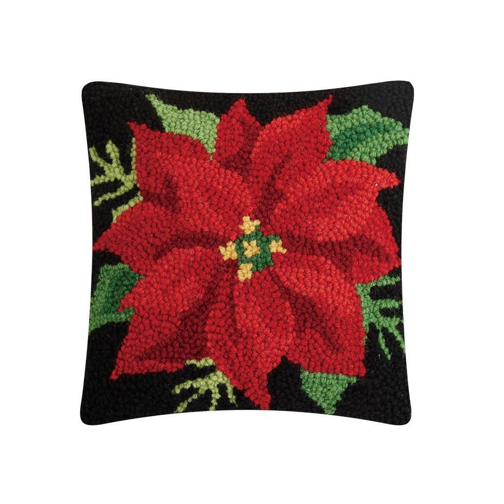 10 x 10 in. Poinsettia Polyester Filler Hook Pillow