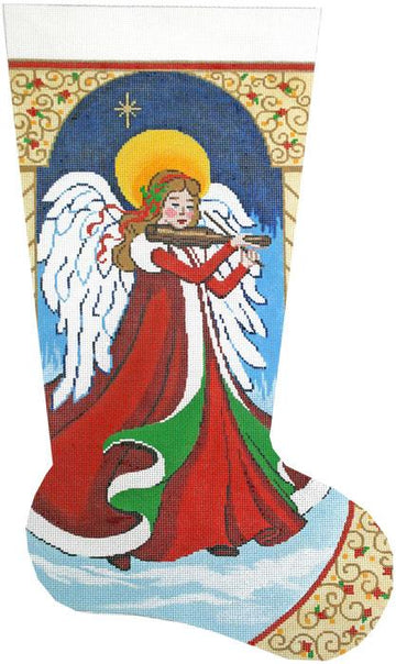 11 x 18 in. Angel with Violin Embroidered Needlepoint Stocking