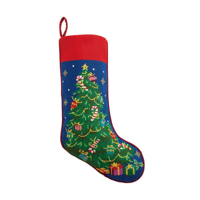 11 x 18 in. Christmas Tree Embroidered Needlepoint Stocking