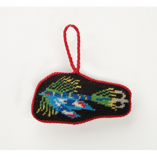 4.25 x 2.4 in. Fishing Lure Blue Needlepoint Blown-in Filled Ornament - 1 Design, Set of 6