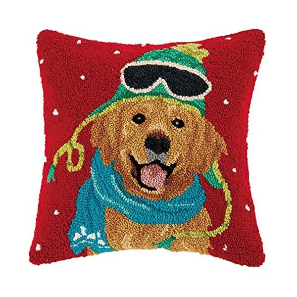 31SJM10547C16SQ 16 x 16 in. Holiday Lab with Hat Polyester Filler Hook Pillow