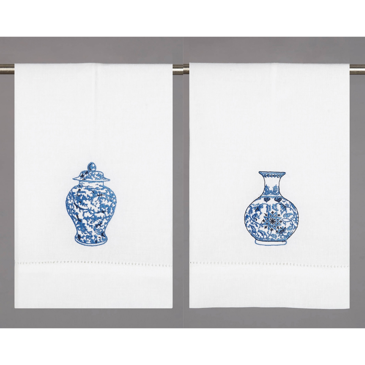 04SER516WC 14 x 22 in. Chinoiserie Vases Guest Towel - 2 Piece