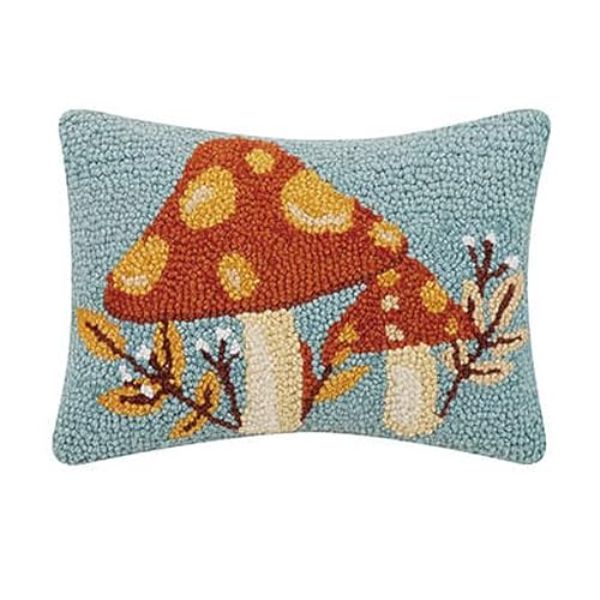 Picture of Peking Handicraft 31RN35C12OB 12 x 8 in. Autumn Mushroom Hooked Wool Pillow with Leaves&#44; Pack of 3