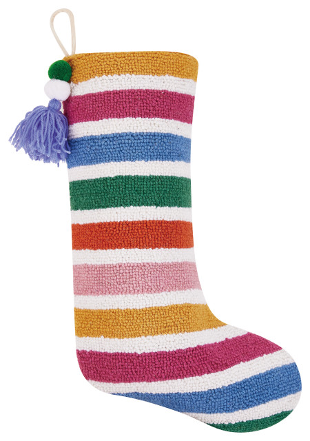 12 x 20 in. Rainbow Stocking with Pom Tassel