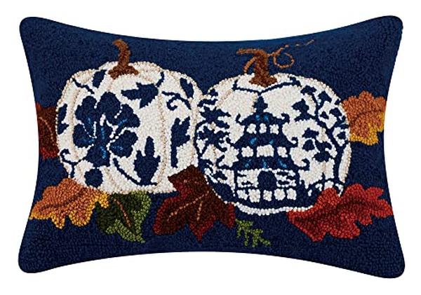 31SJM10561C20OB 14 x 20 in. Chinoiserie Pumpkins Polyester Filler Hook Pillow