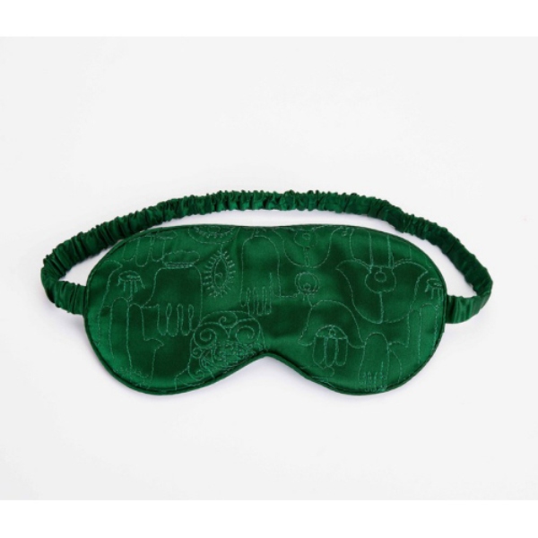 Picture of Peking Handicraft JBL72 8 x 4 in. Hamsa Emerald Embroidered Quilted Eyemask