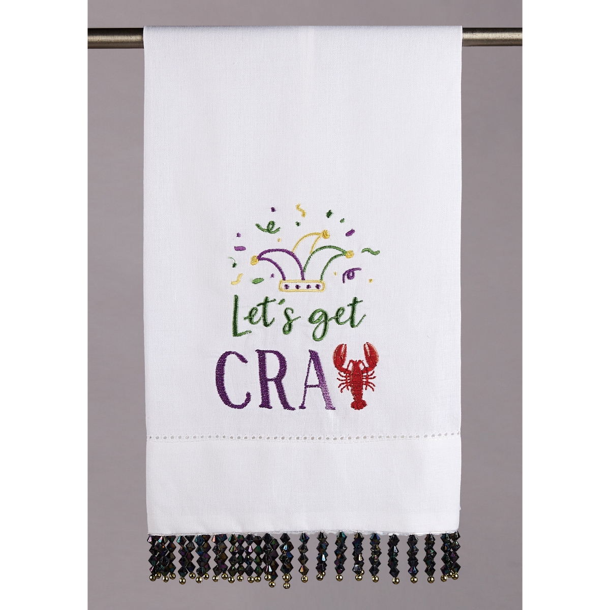 Picture of Peking Handicraft 04TG703WC 14 x 22 in. Lets Get Cray Embroidered GT 1 Design with Beads Hem Kitchen Towel, Set of 8