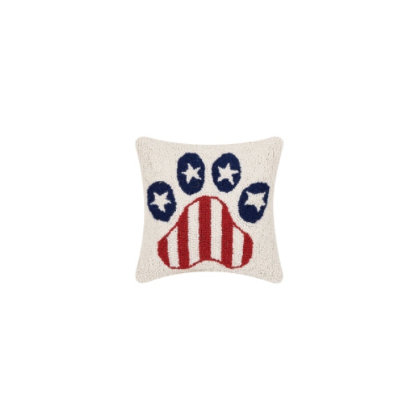 10 x 10 in. Patriotic Paw Print Polyester Filler Hook Pillow