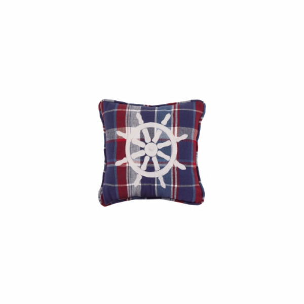 10 x 10 in. Picnic Plaid Wheel Embroidered Blown Filled Pillow