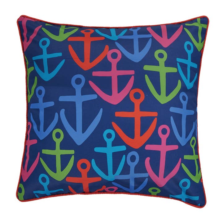 24KN361C20SQ 20 x 20 in. Anchor Printed Poly Fill Hook Pillow, Multi Color