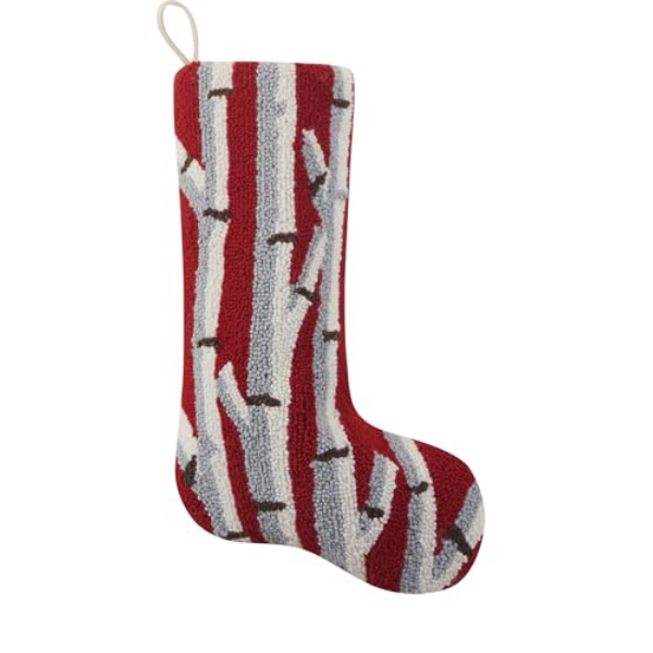 31AV207MC 12 x 20 in. Wool & Cotton Birch Trees Hook Stockings, Multi Color