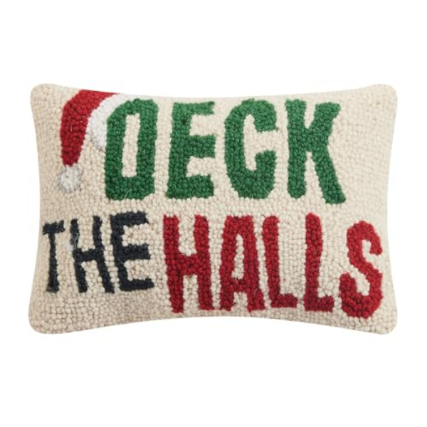 31AV204C12OB 8 x 12 in. Deck The Halls Polyester Filler Hook Pillows, Multi Color