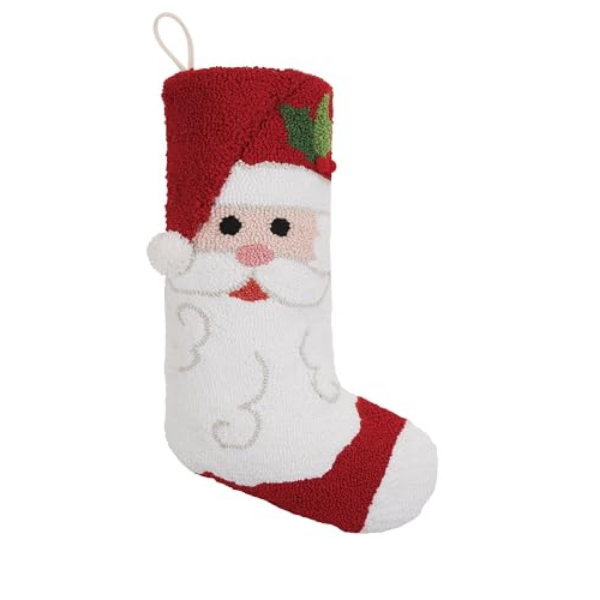 31AV228MC 12 x 20 in. Poly Santa Claus with Pom Stockings, Multi Color