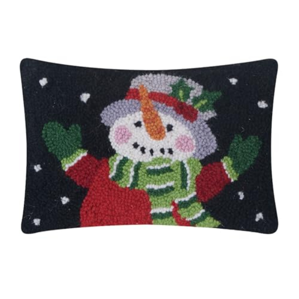 31AV200C12OB 8 x 12 in. Holiday Snowman Polyester Filler Hook Pillow, Multi Color