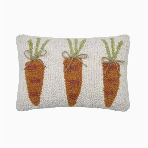 30AV269C12OB 8 x 12 in. Carrots Poly Fill Hook Pillow, Multi Color