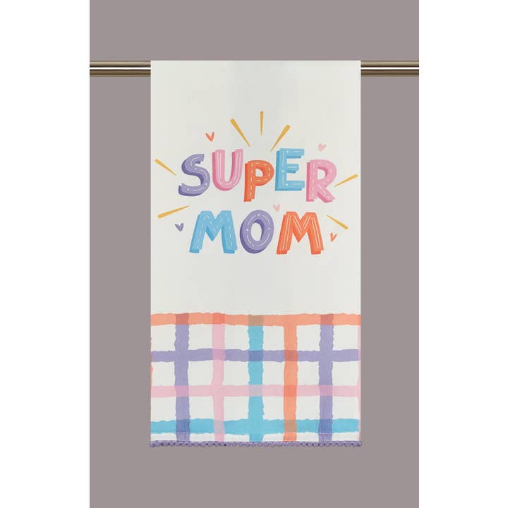 Picture of Peking Handicraft 04AV335WC 18 x 25 in. Super Mom with Pom Pom Kitchen Towel, Multi Color 