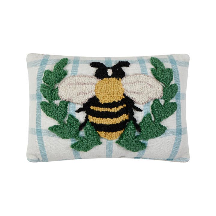 30BLS8C12OB 8 x 12 in. Bee Wreath Blown in Filler Hook Pillow, Multi Color
