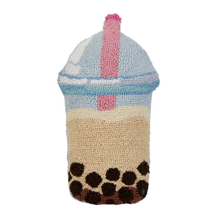 30AV586C16OB 9 x 16 in. Boba Drink Shaped Blown in Filler Hook Pillow, Multi Color