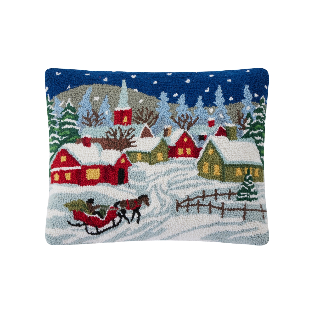 31SJM11156C20OB 16 x 20 in. Snowy Night Poly Fill Hook Pillow, Multi Color