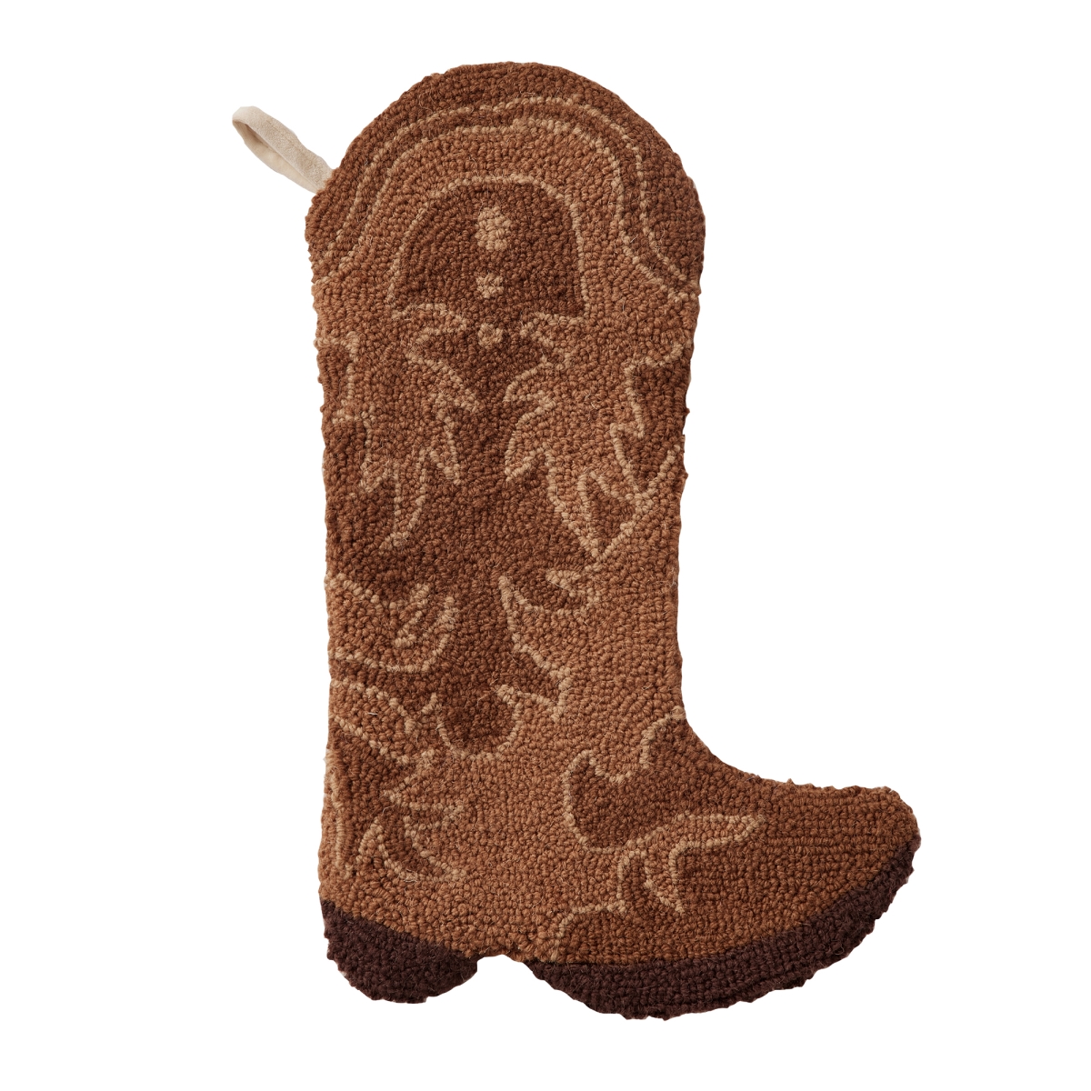 31AV680MC 12 x 20 in. Cowboy Boot Hook Stocking, Brown