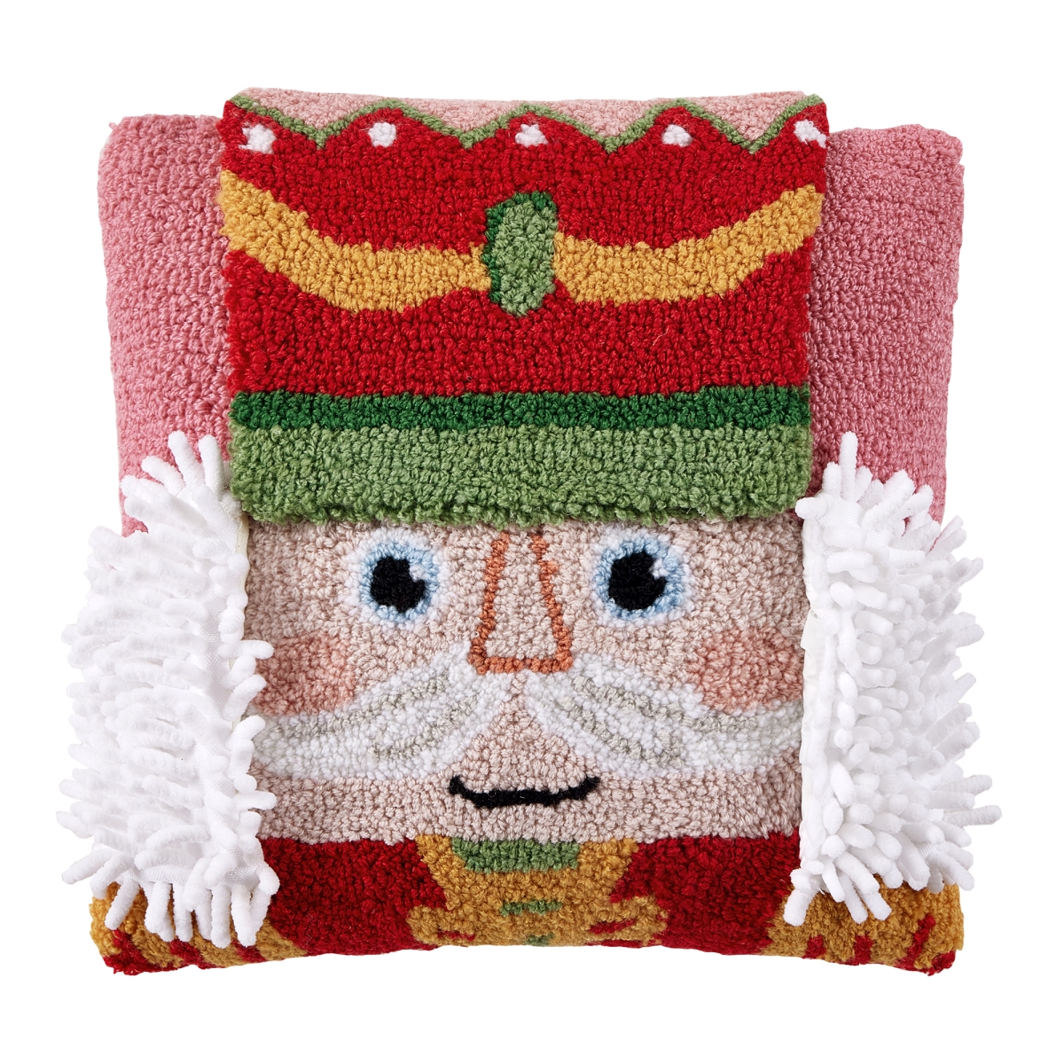 31AV699C14SQ 14 x 14 in. 3D Nutcracker Blown In Fill Hook Pillow, Multi Color