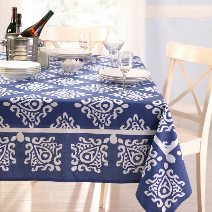 Picture of Peking Handicraft 23KS42BC84OB 60 x 84 in. Kaleo Blue Tablecloth, Multi Color
