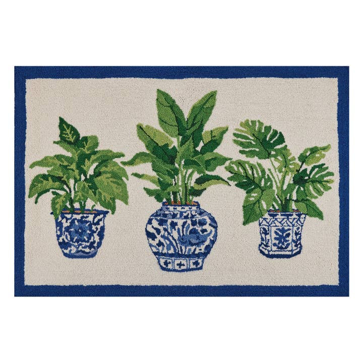 30SER618C40 27 x 40 in. Botanical Blue Hook Area Rug, Multi Color