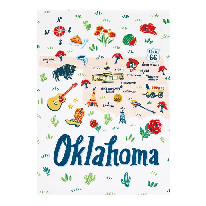Picture of Peking Handicraft 04AS53WC 18 x 25 in. Oklahoma Printed Kitchen Towel, Multi Color 