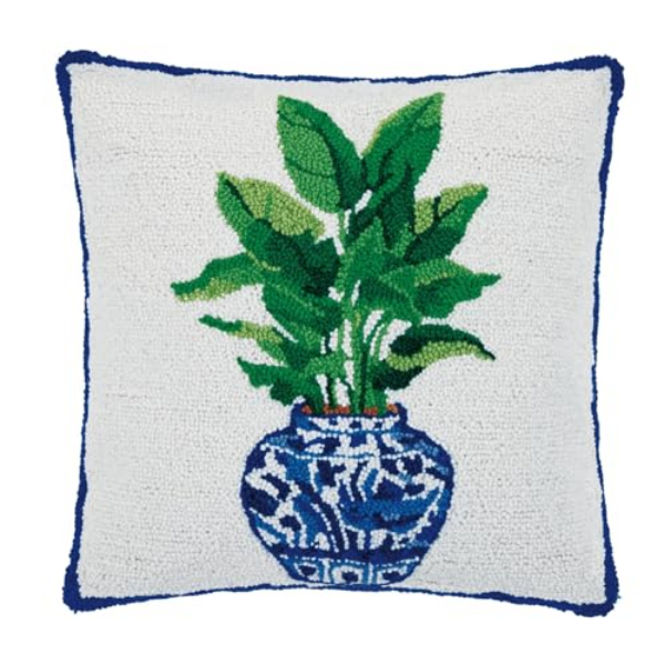 30SER619C18SQ 18 x 18 in. Bird of Paradise Square Poly Fill Insert Hooked Wool Throw Pillow, Multi Color