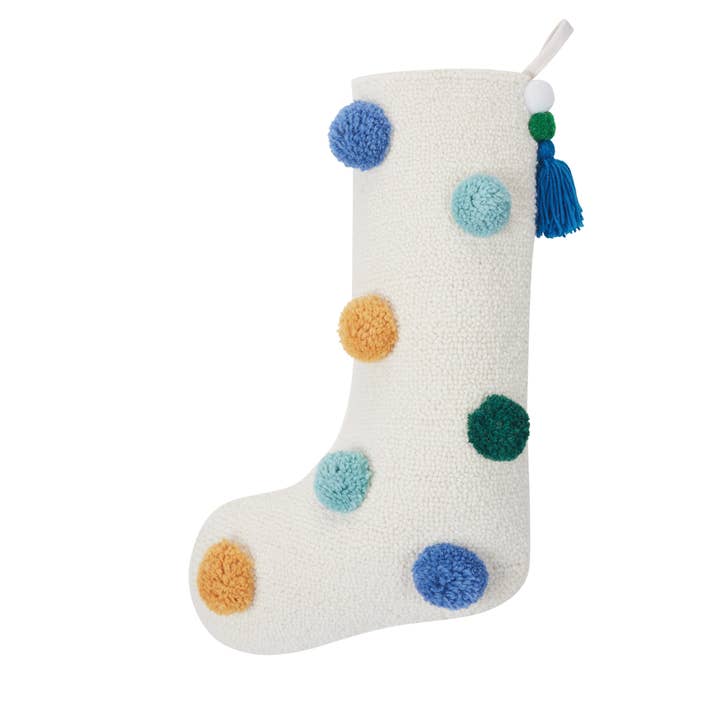 31APS201MC 12 x 20 in. Colorful Pom Poms II Hook Stocking, Multi Color