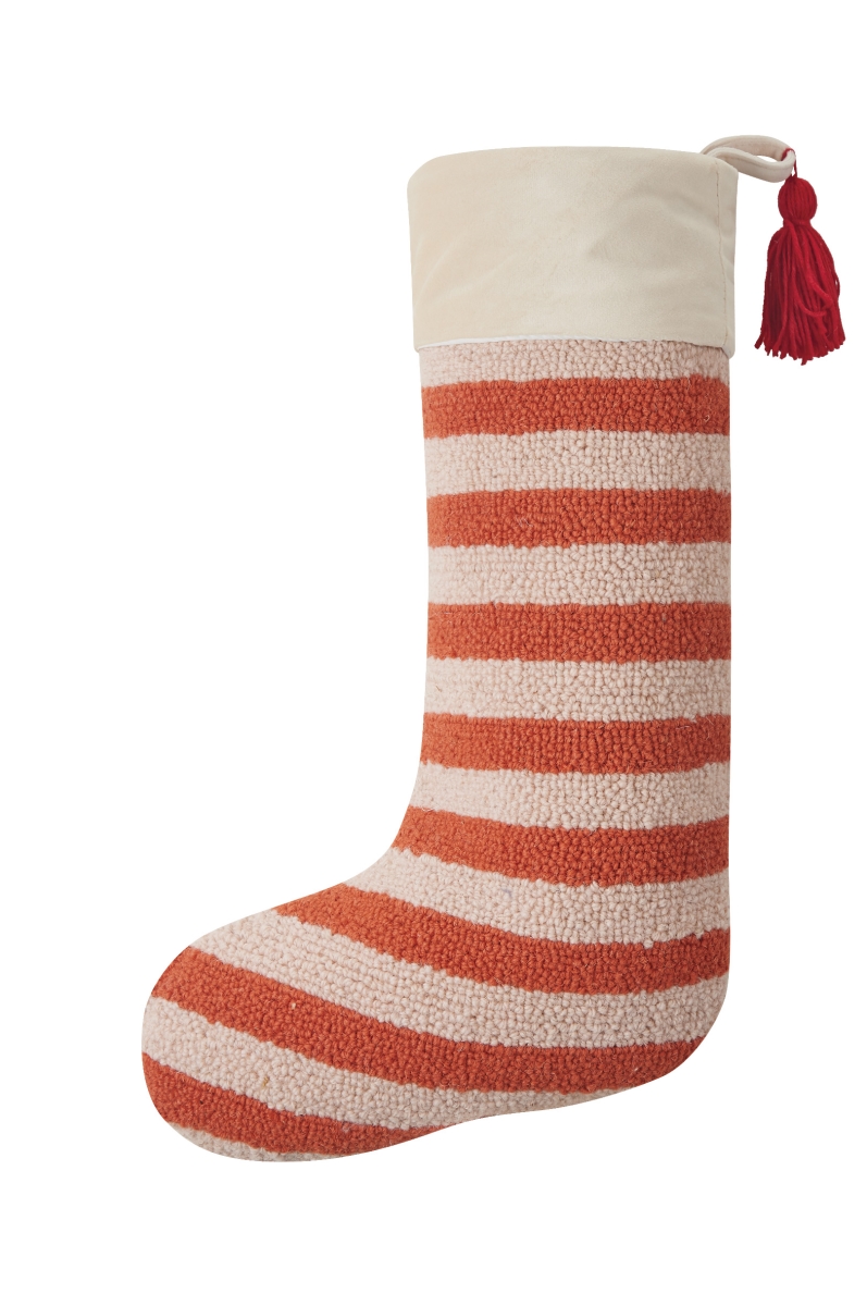 31APS197MC 12 x 20 in. Orange Stripe with Tassel Hook Stocking, Multi Color