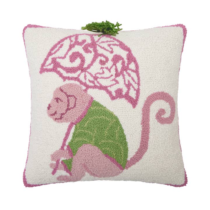 Peking Handicraft Chinoiserie Monkey Hook Pillow
