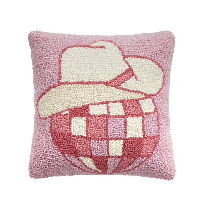 30AV384C14SQ 14 x 14 in. Cowboy Disco Ball Poly Fill Hook Pillow, Multi Color