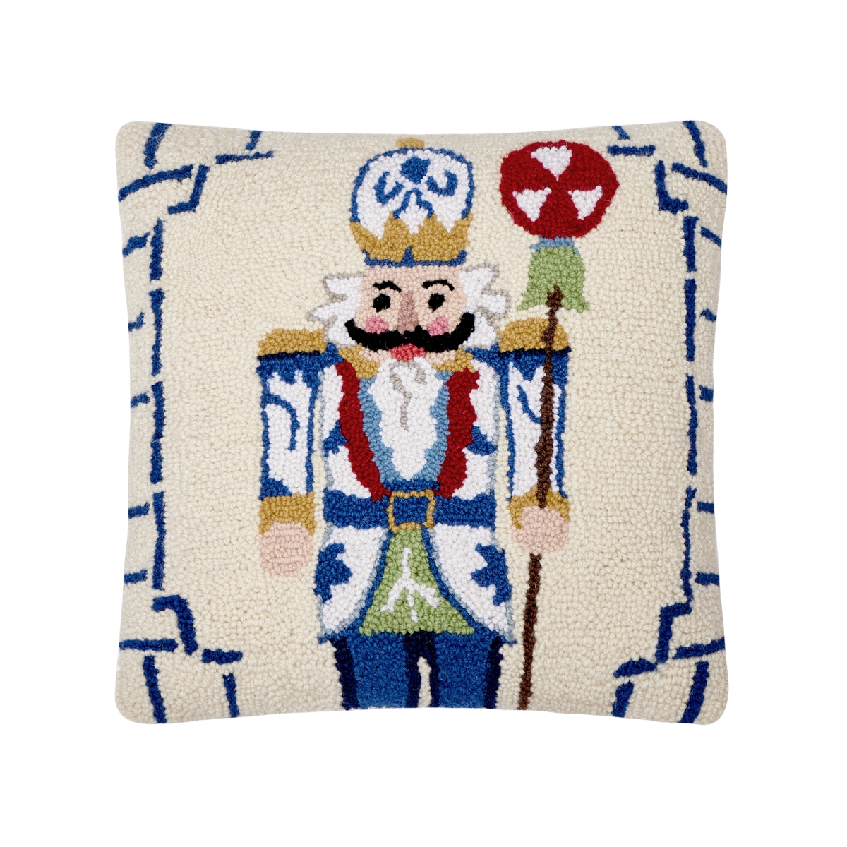 31SJM11017BC16SQ 16 x 16 in. Chinoiserie Nutcracker Poly Fill Hook Pillow, Multi Color