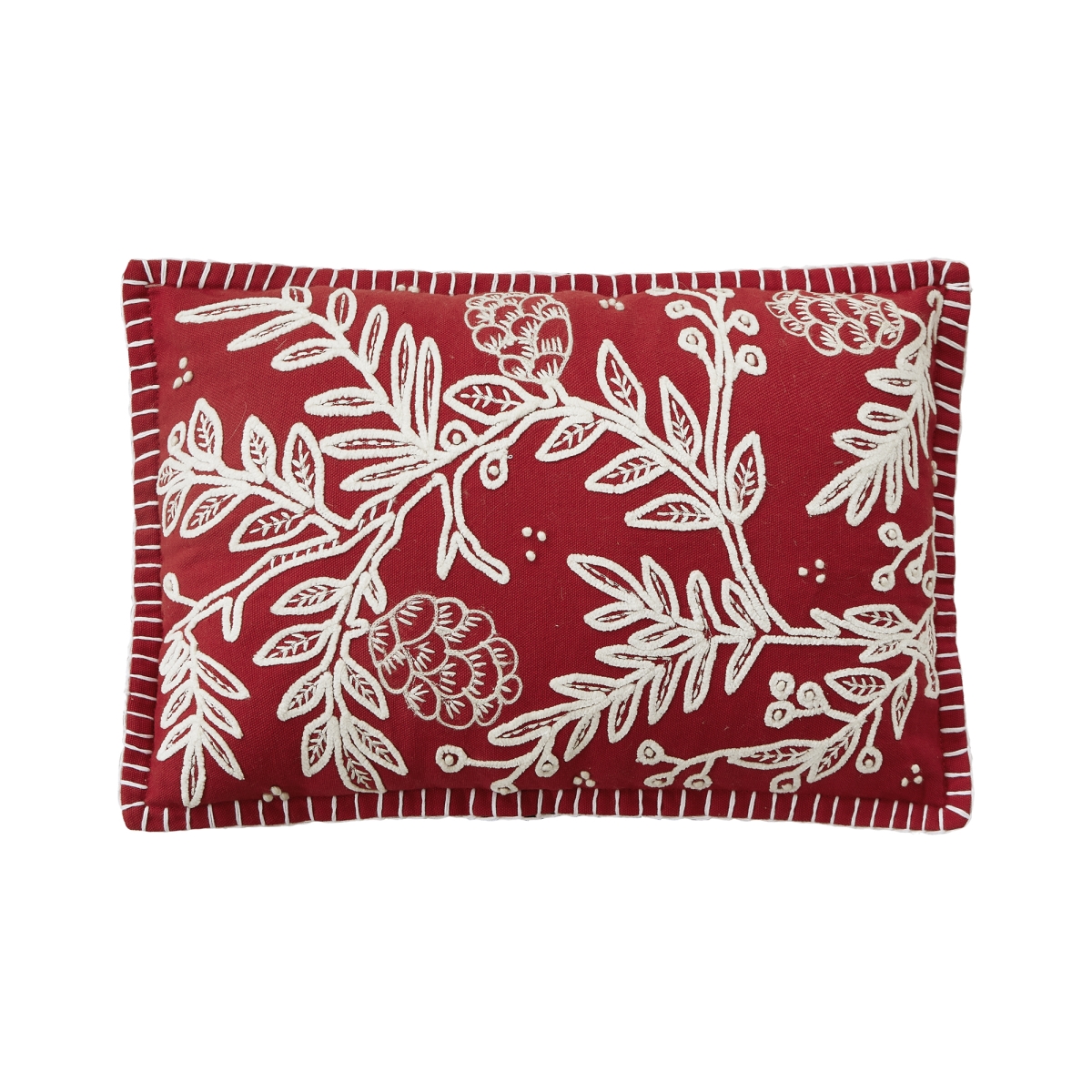 31DD87C18OB 12 x 18 in. Red Folk Branch Poly Fill Pillow, Multi Color