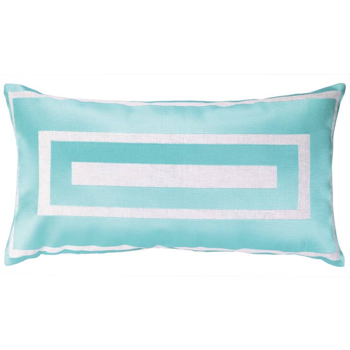 24JP79CC26OB 14 x 26 in. Blue Hotel Monaco Embroidered Decorative Down Filled Pillow, Multi Color